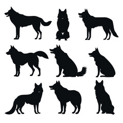 silhouettes vector Wolf