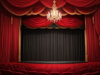 stage with red curtains