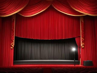 stage with red curtains
