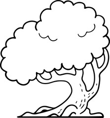 cartoon tree with root illustration.