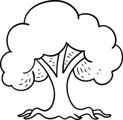 cartoon tree with root illustration.