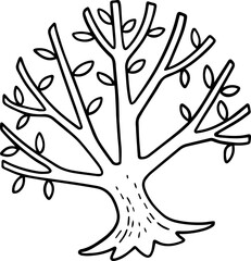 cartoon tree with root illustration.