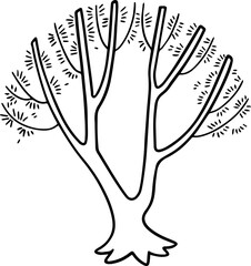cartoon tree with root illustration.