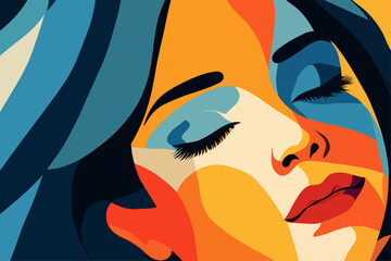 Retro artistic abstract portrait poster vector artwork background