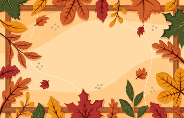Falling Autumn Leaves with Border Background