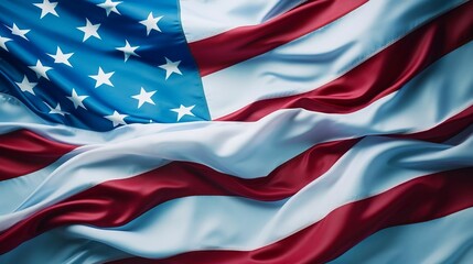 American flag waving on blue background
