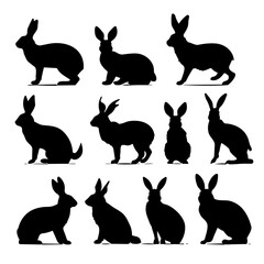 set of silhouettes rabbit