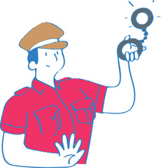 Policeman holds the chain lock illustration.