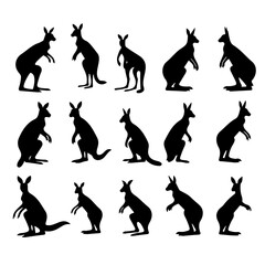 kangaroo silhouettes vector