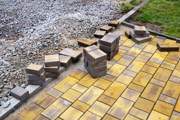 Professional laying of paving slabs