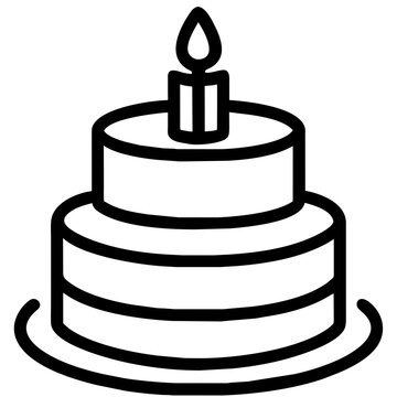 two-tiered birthday cake with lit candle clip art preview