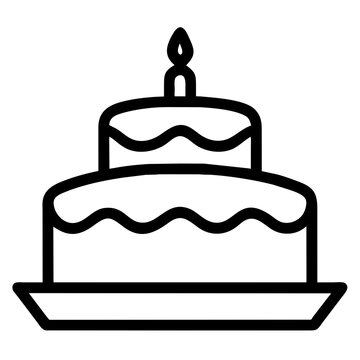 two-tiered birthday cake with lit candle clip art preview