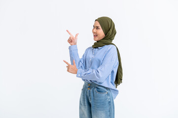 portrait  of young Beautiful woman with hijab on white background.