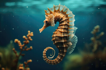 Seahorse floating in the water - obrazy, fototapety, plakaty