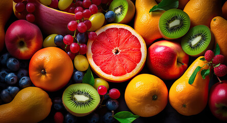 Juicy and Vibrant Fruits on a pile
