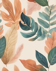 Leaf pattern, leaf, colorful, aesthetic, floral pattern