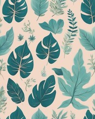 Leaf pattern, leaf, colorful, aesthetic, floral pattern