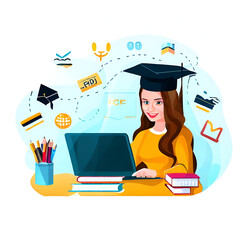 Online Home Classroom Distance Study Remotely e-learning Education Degree Diploma Promotional Advertisement Learning Webinar Video Tutorial Internet Encyclopedia Lessons Personal Development Concept