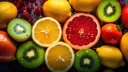 Juicy and Vibrant Fruits on a pile