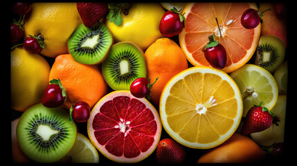 Juicy and Vibrant Fruits on a pile