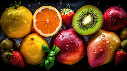 Juicy and Vibrant Fruits on a pile
