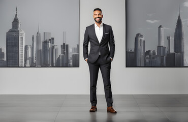 Obraz premium Portrait ceo male standing and smiling on isolated background