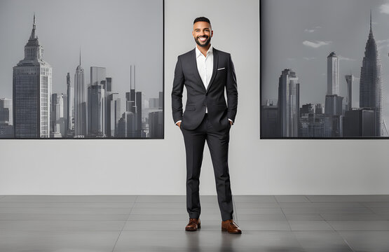 Portrait ceo male standing and smiling on isolated background