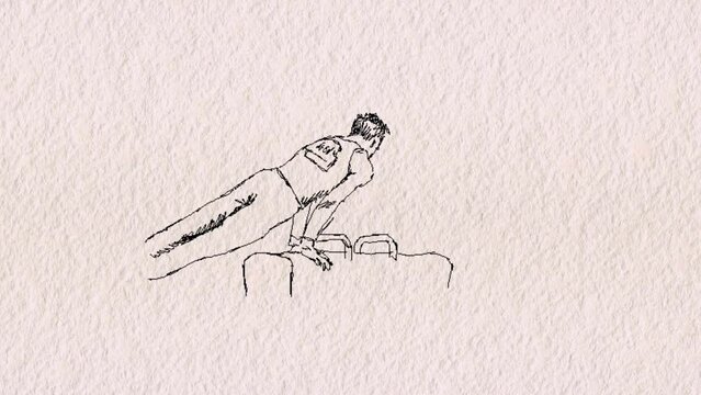 Stylized short animation of artistic gymnastics exercises