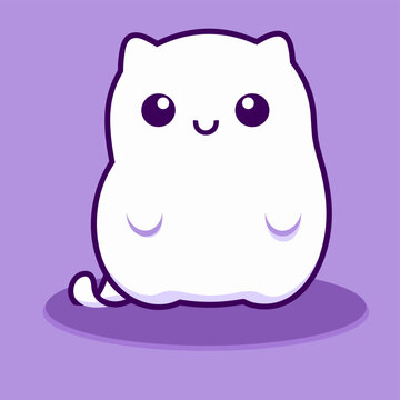a cute ghost cat in the style of cute cartoonish