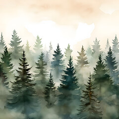 Watercolor Pine Forest
