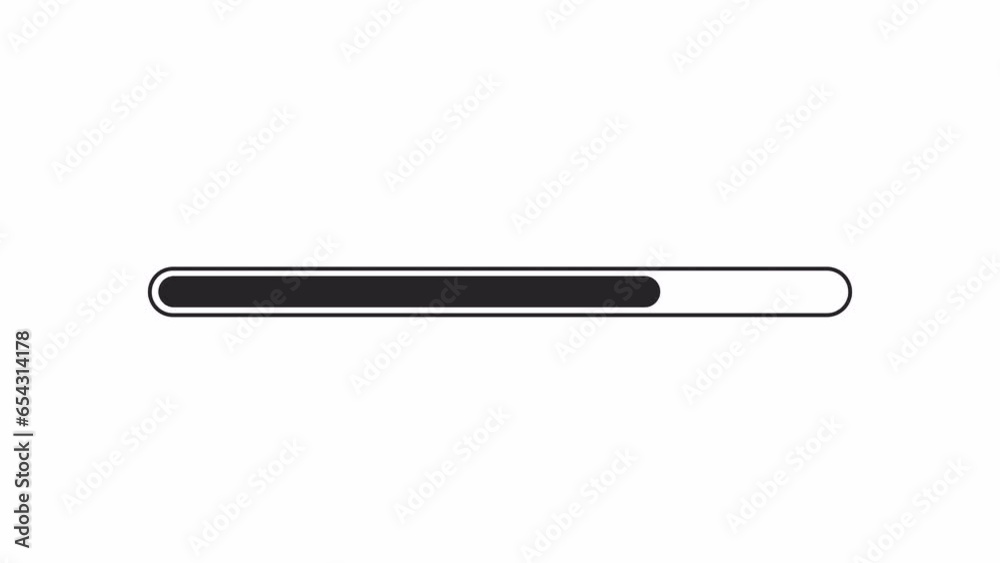 Poster horizontal download bar black and white loading animation. task outline 2d cartoon preloader, flat u