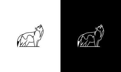 wolf style line logo design vector
