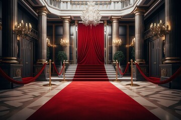 VIP luxury entrance with red carpet. Generative AI