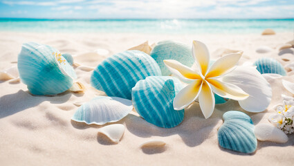 Fototapeta na wymiar Beautiful seashells on the sand