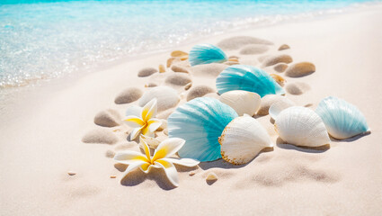 Obraz premium Beautiful seashells on the sand