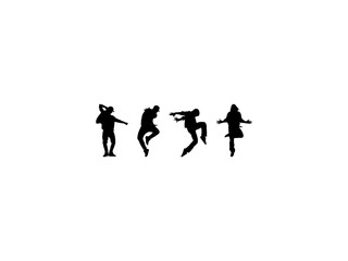 Hip Hop Dancing Silhouette Vector On White Background.