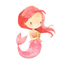 Watercolor mermaid illustration for kids