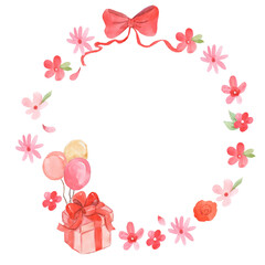 Watercolor flower wreath illustration for kids