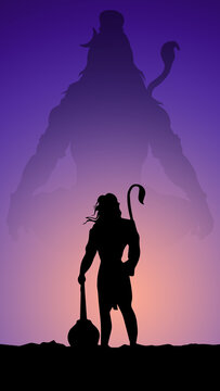 Hanuman with Lord Shiva