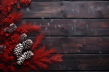 christmas background with branches and cones