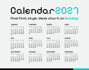 Calendar 2024, Minimal style, Week start sunday.