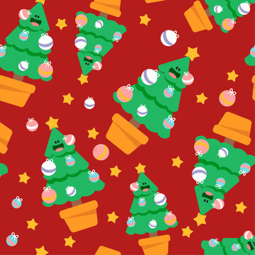 Collection of Christmas trees. Colorful vector illustration in flat cartoon style