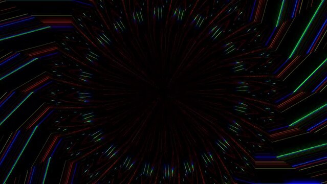 Abstract background moving stripes and flashing with shining light dots. Animation with circles	