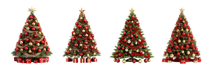 Set of Christmas tree isolated on a transparent or white background