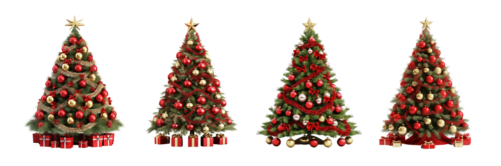 Set of Christmas tree isolated on a transparent or white background