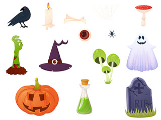 Halloween decoration element collection, scary night symbol