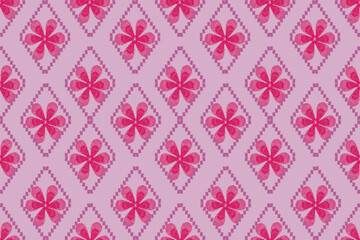 Ikat floral paisley embroidery on  background.Ikat ethnic oriental  pattern traditional.Aztec style abstract vector illustration.design for texture,fabric,clothing,wrapping,decoration.