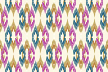 Ikat floral paisley embroidery on  background.Ikat ethnic oriental  pattern traditional.Aztec style abstract vector illustration.design for texture,fabric,clothing,wrapping,decoration.