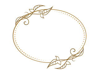 Vector horizontal oval dotted frame with ivy leaves decoration