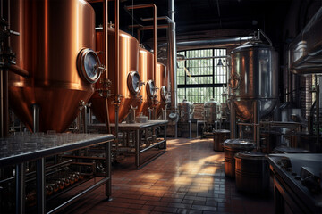 brewing in a private brewery - obrazy, fototapety, plakaty
